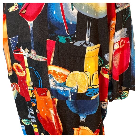 Mens Vintage Cherokee Waikiki Wear Cocktail Print Hawaiian Shirt Size XL Rayon - Picture 4 of 7